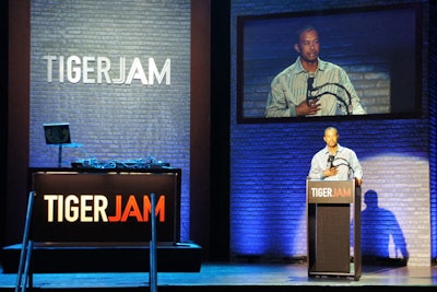 Tiger Woods addressed the crowd at his 'Tiger Jam' fund-raising weekend.