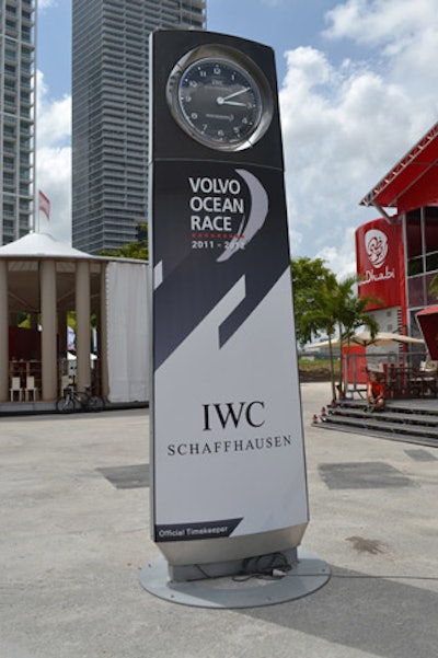 Watch brand IWC Schaffhausen, which had a clocktower in the village, serves as the official timekeeper of the Volvo Ocean Race 2011-12 and sponsor of the 24-hour record competition.