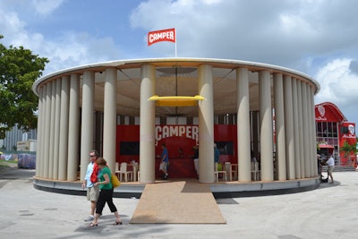 Camper's pavilion, the closest to the main entrance, had a custom shop and lounge on a raised circular platform.