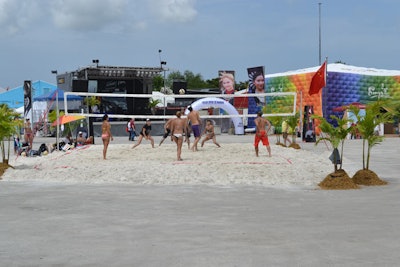 At the center of the village was a makeshift sand volleyball court, inviting visitors to engage in an impromptu game in keeping with the festive and athletic vibe of the event.
