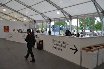 With the exception of Frankies Spuntino (the largest on-site restaurant) and Cecconi's, all of the eateries at Frieze were located in well-proportioned, open spaces conveniently placed in between the exhibitors. Facing the west side, floor-to-ceiling glass panels provided unobstructed views and direct sunlight.