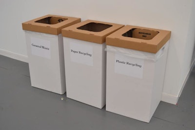 Conscious of being eco-friendly, guests were encouraged to recycle their garbage. Additionally, all materials at Frieze, including the waste receptacles themselves, were made of recyclable cardboard for easy disposal.