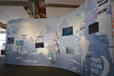 Inside the Volvo Pavilion, a curvilinear wall showed details of the race's 10 stopovers. Cities that had already been completed benefited from video screens that played highlights of individual races.