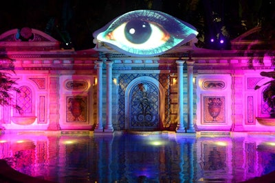 The Vault logo was projected on the second floor of the manse’s exterior.