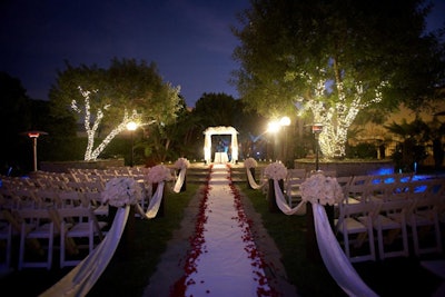Evening wedding ceremony in the garden