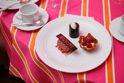 The name of the party appeared in a chocolate that crowned a trio of desserts.