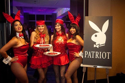 Playboy-style bunnies wearing the night's signature color welcomed guests to the after-party.