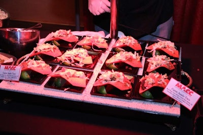 Airplane tacos—hand-cut tortilla shells created to look like paper airplanes—were stuffed with sliced churrasco steak or grilled mahi mahi.