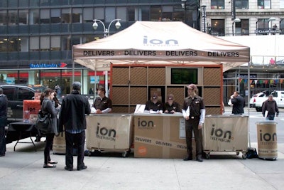 Ion placed its mobile mail rooms outside buildings like 1675 Broadway, which houses several advertising agencies. Production agency the Michael Alan Group secured permits to set up the temporary structures on the sidewalks.