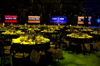 The theme was more subtle in the dining room, used primarily in the projections to indicate seating areas.