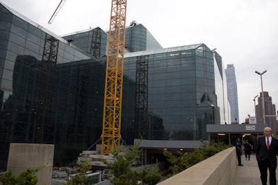 Arriving at the Javits Center, we were greeted by this lovely crane. There were even a few windows missing.