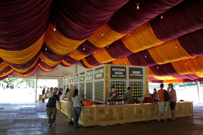 In the wine-tasting tent, about 35 winemakers sold more than 100 wines by the glass, or in taste-size cups. Situated in a separate space, the beer-tasting pavilion offered foreign and domestic drafts from more than 30 brewers.