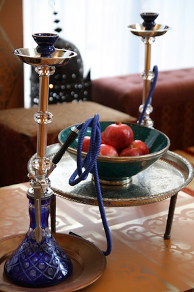 In the reception area, hookah pipes and bowls of pomegranates added to the Egyptian feel of the evening.