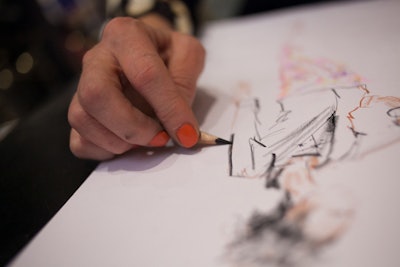 Illustrator Rosemary Fanti created sketches—thematically dubbed 'Couture Caricatures'—for guests.
