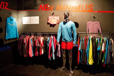 Within the venue, three separate spaces formed mini showrooms. One area was used to showcase the new workout gear, which was displayed on racks and mannequins.