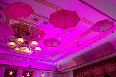 More parasols decorated the ceiling of the ballroom.