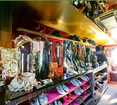 The inside of the truck is set up like a boutique, with the curated collection on display.