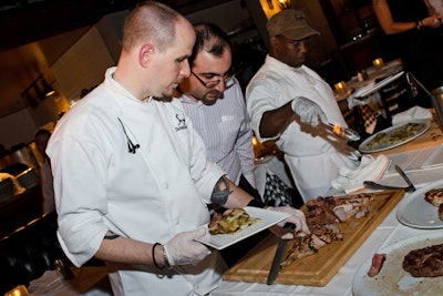 Chef Christian Martin's new bites included swordfish tiradito, Kurobuta pork chop and sterling silver Delmonico rib eye, and banana and mascarpone crème puffs.