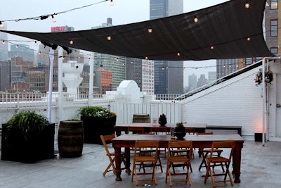 Much like a traditional Mexican hacienda, the outdoor terrace had communal tables for guests to dine on.