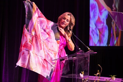 All guests who purchased raffle tickets received silk scarves with a peony print.