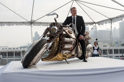 Another promotional effort was tied to the Men in Black 3 time capsule tour and saw Good Morning America filming its broadcast from the Intrepid. This included anchor Sam Champion testing out the motorcycle used in the movie by Jemaine Clement's character Boris the Animal. The prop later served as the centerpiece of the V.I.P. lounge at the premiere party.