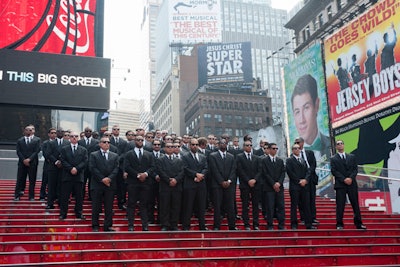 Throughout the day on Wednesday, May 23, Sony Pictures Entertainment used actors dressed as agents to build consumer buzz for the film. The public was invited to snap pics of the men and post them to Instagram with the hashtag #MIBHeartsNYC.