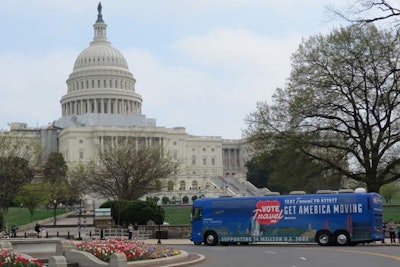 The Vote Travel bus will return to Washington next week as part of Travel and Tourism Week. Organizers hope to get members of Congress to sign the campaign's pledge to support policies that reduce barriers to travel to and within the United States.
