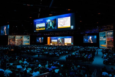 Keynote addresses took place inside Studio 1, a large theater built on the show floor with seating for more than 6,000 people in chairs and on bleachers.