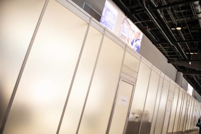 Along the perimeter of the show floor, organizers set up 38 portable conference rooms for partner companies to use for meetings.