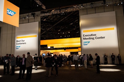The executive meeting center filled one corner of the show floor at Sapphire Now. Inside, nearly 100 enclosed meeting rooms and dozens of lounge areas provided a quiet setting for SAP sales executives and solution engineers to conduct business with customers and prospects.