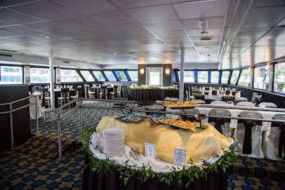 The $500,000 renovation updated the ship's ceiling, carpeting, restrooms, three bars, and two dance floors. It also added new double-paned windows to brighten the two interior dining decks.
