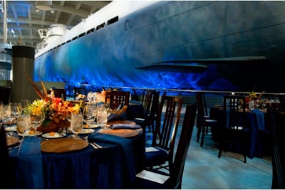 U505 Exhibit: seated dinner next to the submarine