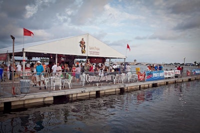 Returning spirit sponsor Captain Morgan hosted three floating barges on the Intracoastal Waterway.