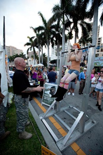 The U.S. Army's booth featured a pull-up-bar station.
