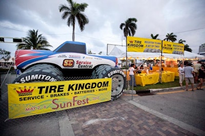 Tire Kingdom, an official SunFest sponsor, produced coupons for auto treatments and distributed promotional items including boxes of mints and rubber slap-around beverage warmers, which were a popular giveaway among many imbibers.