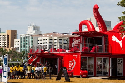 Sportswear brand Puma flaunted its sailing merchandise at a pop-up shop erected in an area of the village known as the Puma Quad. A bar on the roof offered guests refreshments and an elevated view of the festivities.