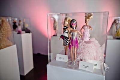 Barbie dolls modeled miniature versions of the Play With Barbie runway looks. The installation added to the decor in the Crystal.