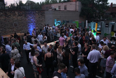 The venue's parking lot was turned into an urban campground, with cutouts of city skylines and simple furnishings decorating the space.