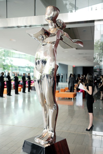 An oversize version of the Trova award statue was featured prominently in the lobby of Alice Tully Hall, which served as the reception space before the ceremony.