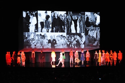 Marking the 50th anniversary of the council, the ceremony at Lincoln Center's Alice Tully Hall kicked off with a fashion show of archival pieces from a large number of its 400-plus members. During the presentation, a scrapbook-style retrospective of C.F.D.A.-related images from past decades played on the large screen.
