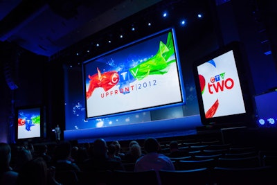 The CTV Upfront presentation took over the theatre of the Sony Centre. With an emphasis on social media, the two bordering screens on stage were designed to looked like tablets.