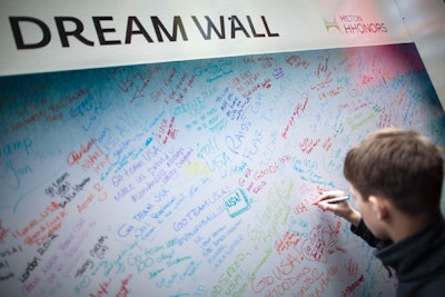 At the U.S. Olympic Committee's 'Raise Our Flag' campaign launch, which took place earlier this year, Hilton created a 'dream wall,' where people could scrawl messages and show their support for the U.S. Olympic and Paralympic teams.