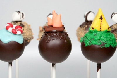 For Children's Oncology Services' Campfire ball in May, Cocomori went with a summer-camp theme. Cake pops, some flavored like s'mores, were topped with tiny frosted replicas of life preservers, campfires, and archery sets.