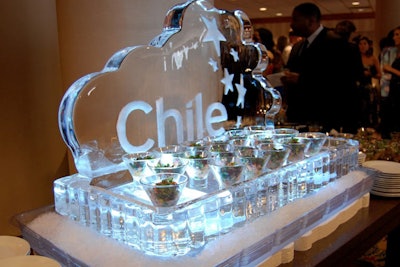 Chile sponsored the reception and served salmon ceviche from an ice sculpture in the center of the reception area.