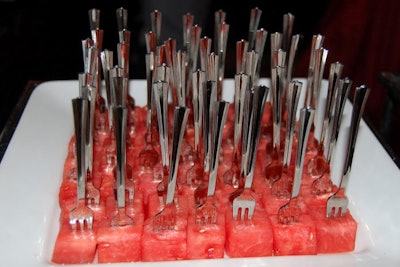 Virginia's pavilion had a couple of small-bite desserts including Virginia watermelon lollipops served on mini silver forks.
