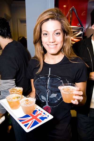 At the Ben Sherman bash, servers offered guests Union Jack napkins and Svedka vodka cocktails garnished with English rose petals.