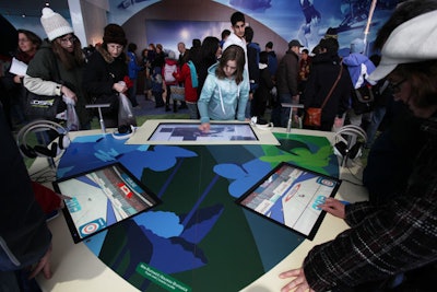 Created by TBA Global Canada and partner GES Canada, the temporary pavilion that showcased the Vancouver Olympics in 2010 included interactive gaming stations that gave attendees a better understanding of potentially unfamiliar sports like curling.