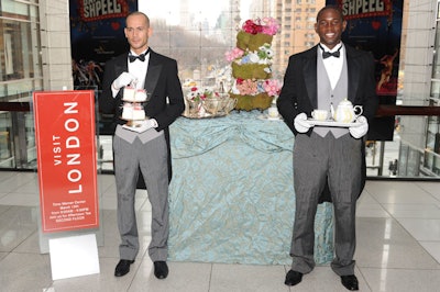 Several hundred shoppers were treated to a free cup of tea when Visit London kicked off its 'Only in London' campaign with a complimentary tea party inside New York's Time Warner Center in 2010. Staffing vendor Eye5 provided the models, clad in traditional butler uniforms, to preside over the tea service.