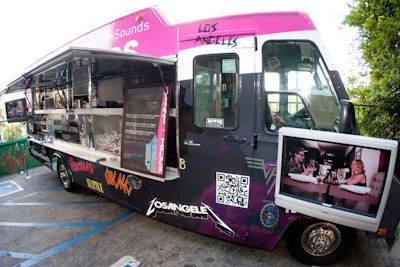 AOL and T-Mobile’s summer-kickoff concert at the House of Blues in June got a whimsical neon look from event producer and designer Jes Gordon Proper Fun. Outside, a food truck decorated with brand imagery served chicken, beef, and chickpea sliders, along with branded water bottles.