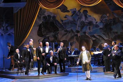 Cast members from 1776, which ended its run at the theater in May, opened and closed the event with numbers from the show.